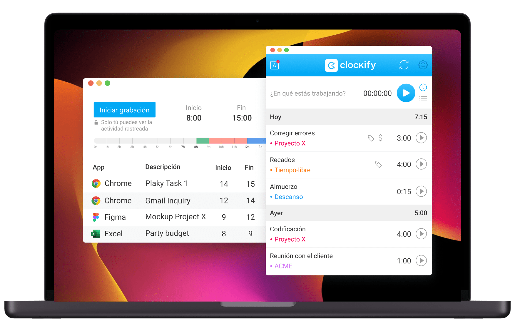 Auto tracker in Clockify.