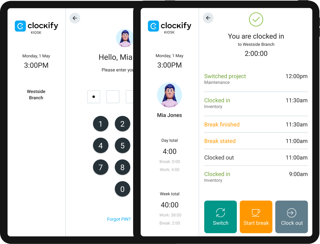 Kiosk from Clockify