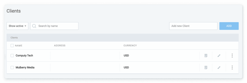 Managing clients in Clockify