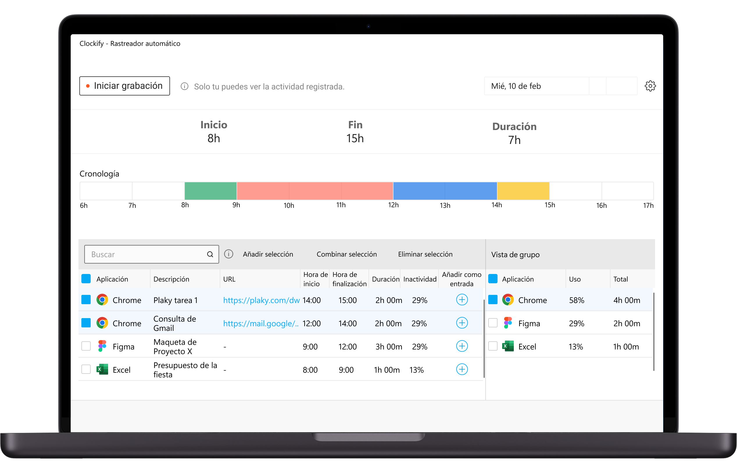 Registra automáticamente tu actividad de escritorio
