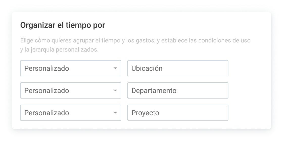 Categoriza la entrada de tiempo personalizada en un espacio de trabajo