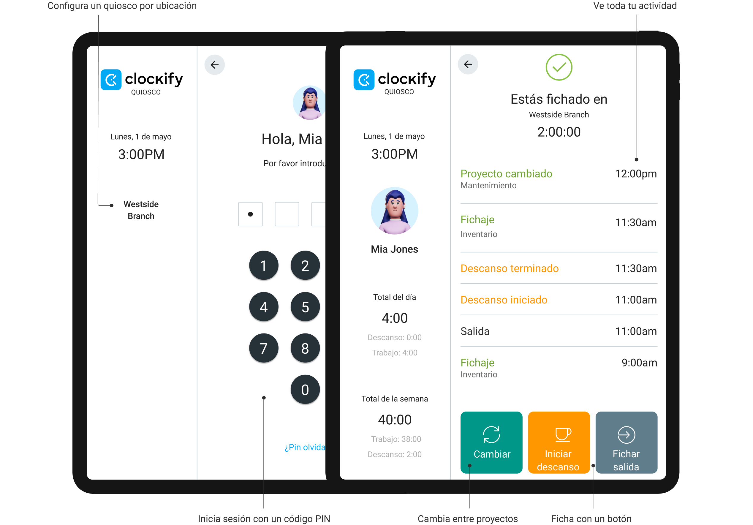 Ficha la entrada y salida con una simple función de quiosco