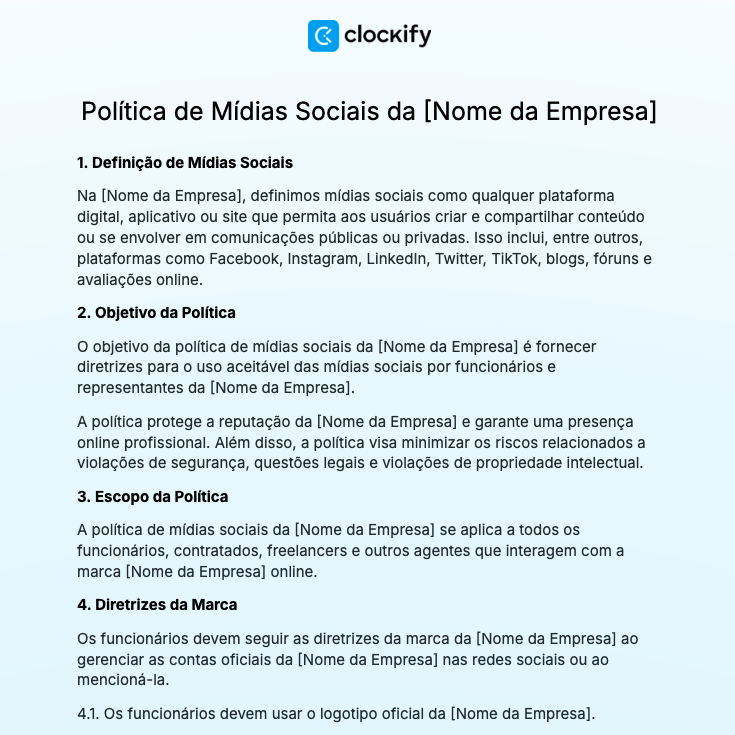 Social media policy template
