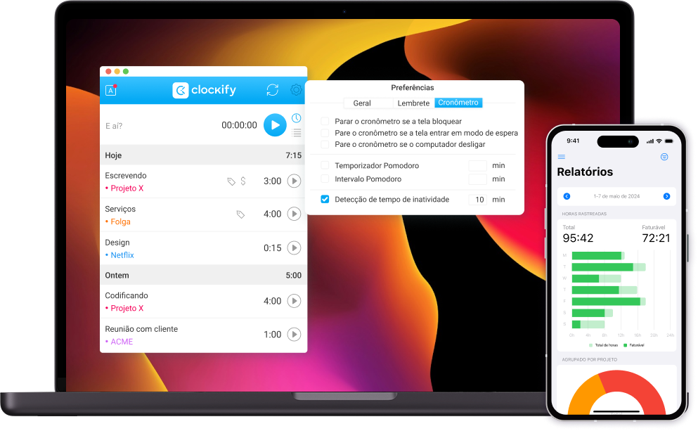 Clockify desktop and mobile apps