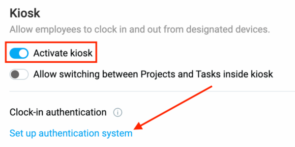 Activating Clockify kiosk mode
