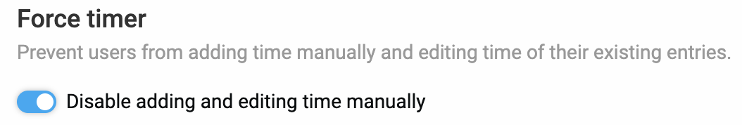 Enabling Force timer in Clockify