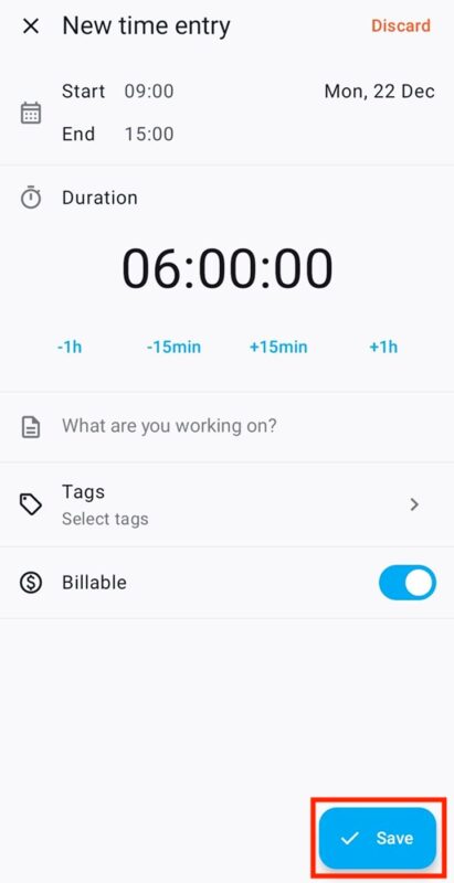 Logging hours is easy with the Clockify mobile app