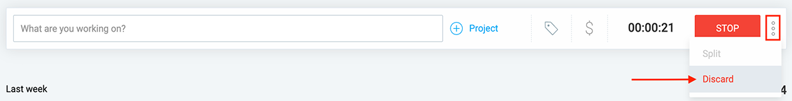 Discarding the timer in Clockify’s web app