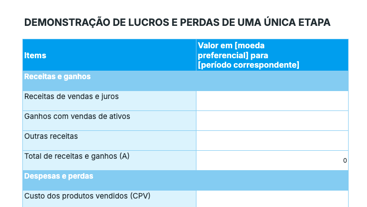Single step PL statement template