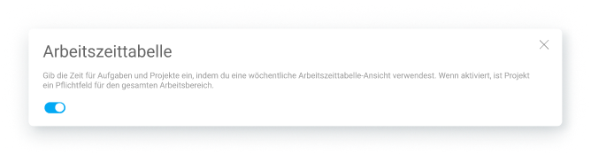 Aktivierung von Arbeitszeittabellen in Clockify