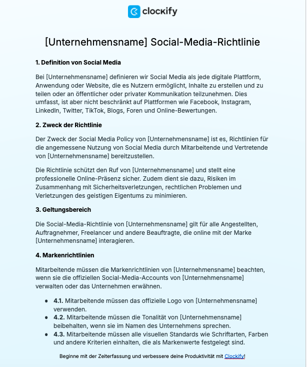 Vorlage für Social-Media-Policy