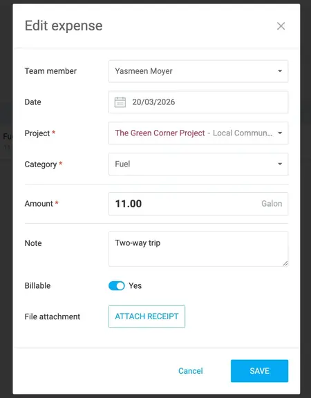 Creating an Expense in Clockify