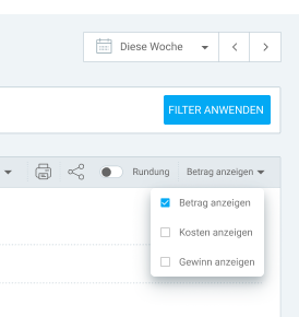 Betrag-Option in Clockify anzeigen