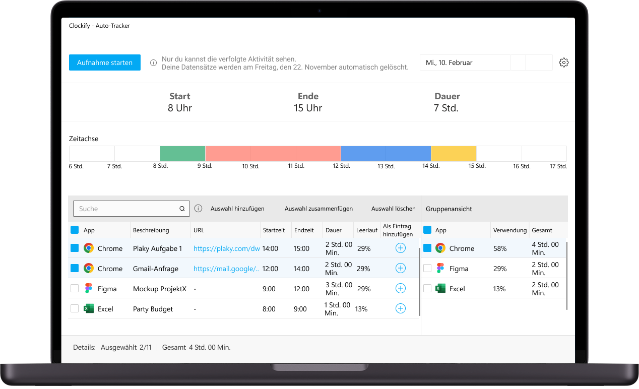 Auto tracker from Clockify desktop app