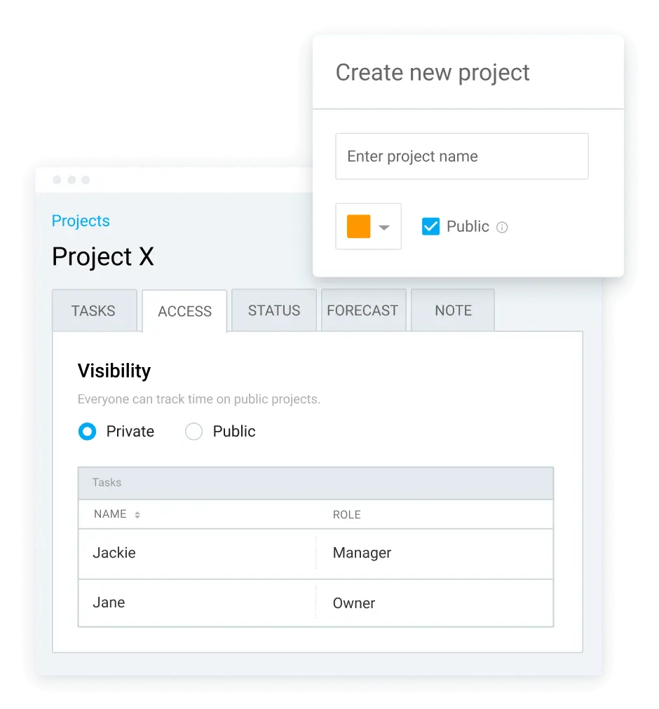 Setting projects’ permissions in Clockify