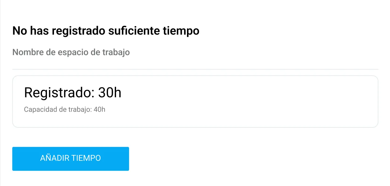 Recordatorio de correo electrónico de Clockify para miembros del equipo