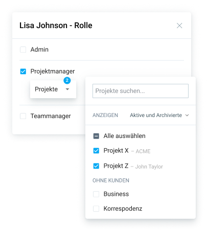 Einem Teammitglied die Rolle „Projektmanager“ zuweisen
