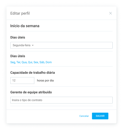 Definindo a capacidade de trabalho diária de um usuário no Clockify