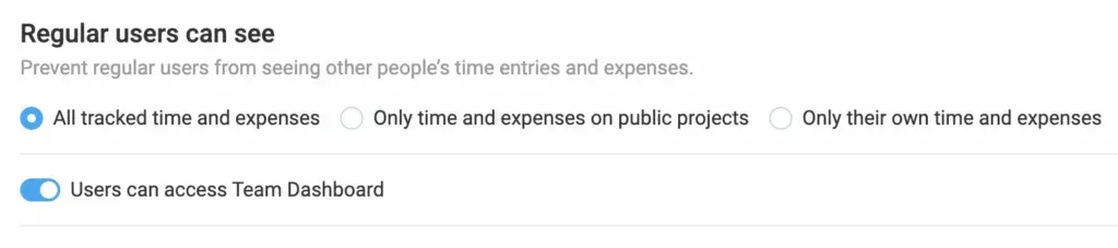 Hide tracked time and expenses