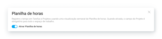 Ativando Planilha de horas no Clockify