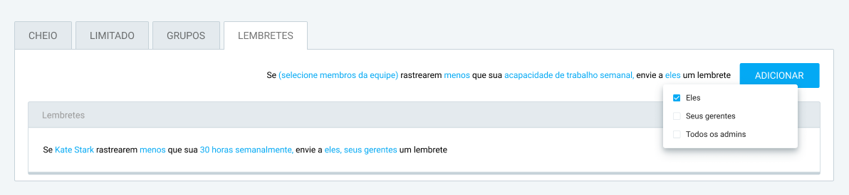 Configurando lembretes de controle de tempo no Clockify