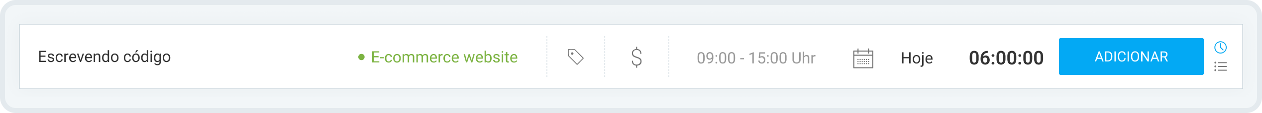 Adicionando tempo manualmente no aplicativo web do Clockify