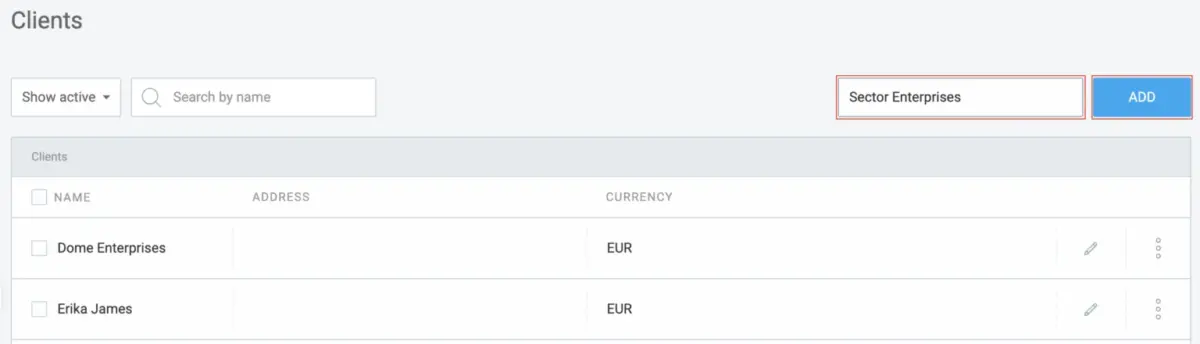 Adding a new client in Clockify