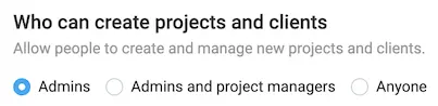 Allow Project managers or anyone to create projects