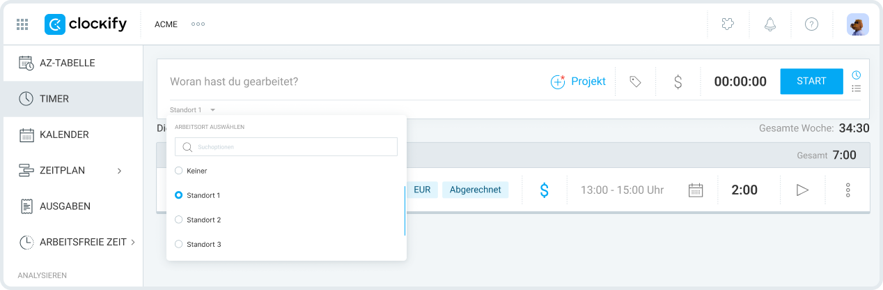 Benutzerdefinierte Felder für Zeiteinträge in Clockify
