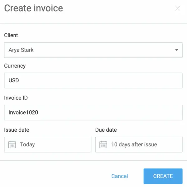 Creating invoices in Clockify