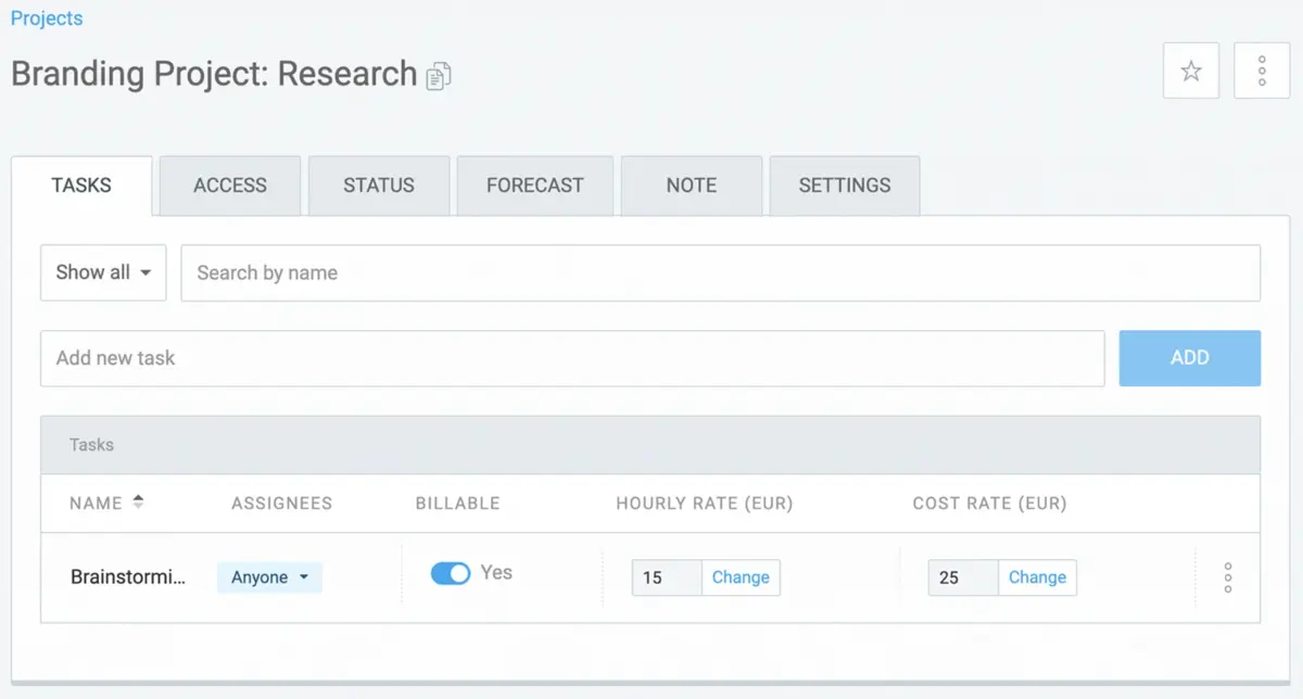 Use Clockify Tasks to break down your project into smaller chunks