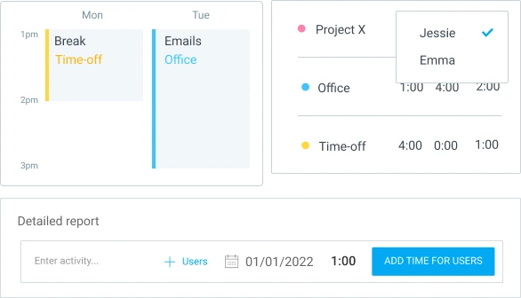 Add time for others in Clockify