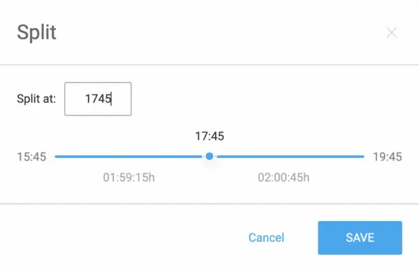Adjusting split time in Clockify