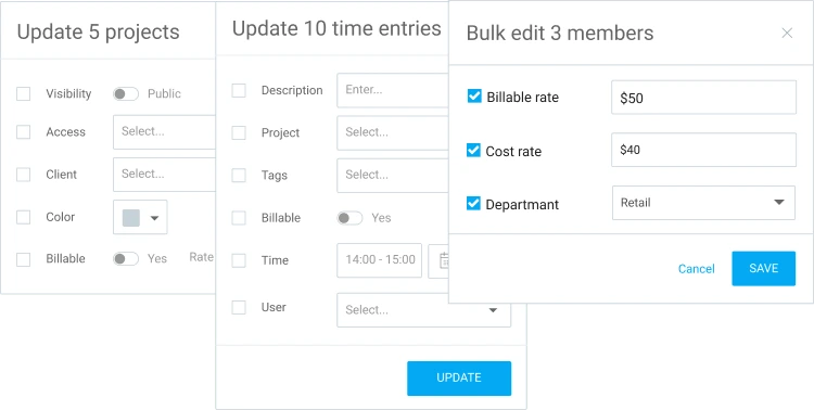Bulk edit in Clockify