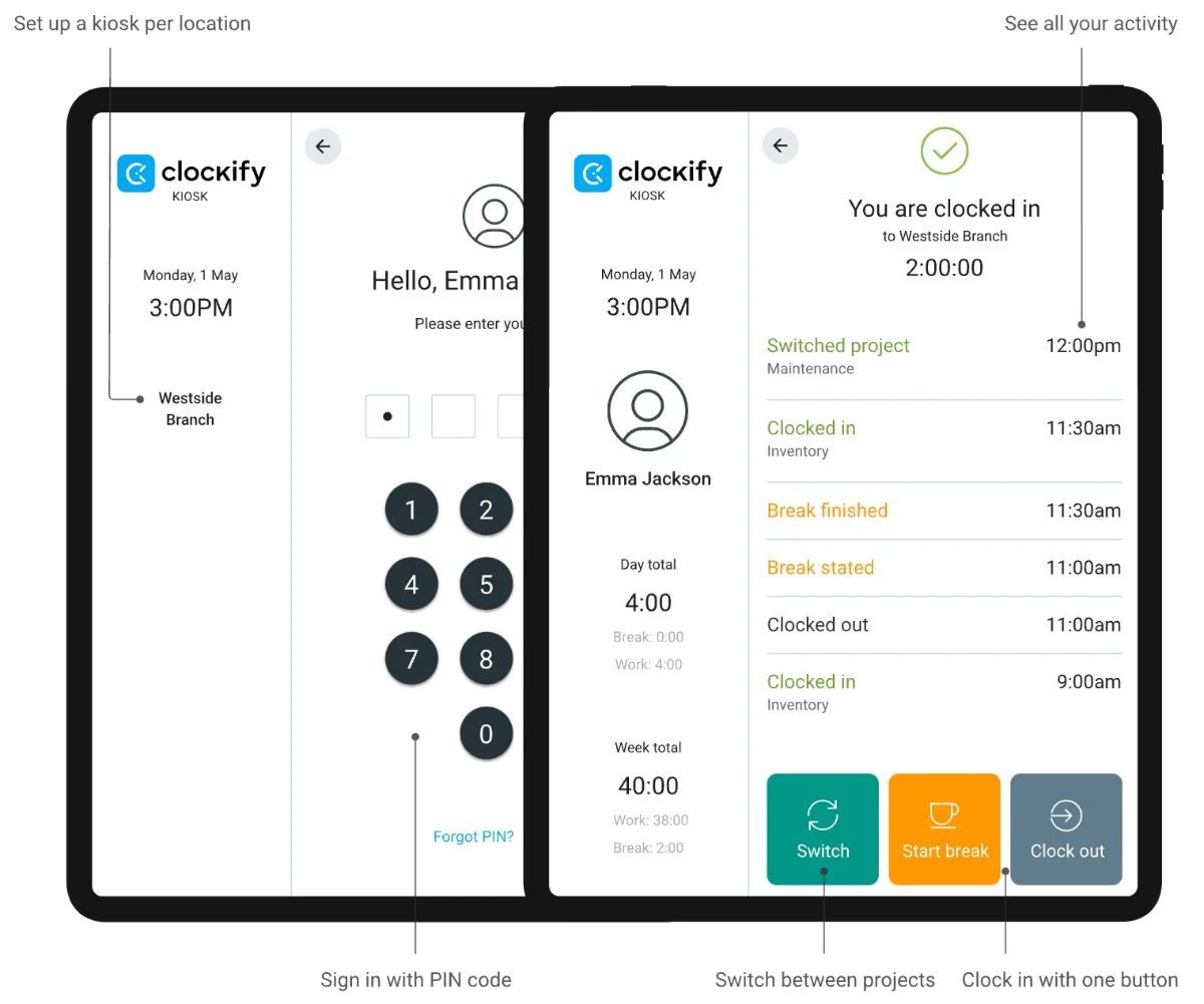 Clockify Kiosk