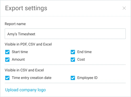 Customize exports for your reports in Clockify