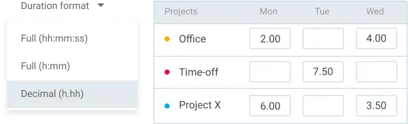Decimal format in Clockify