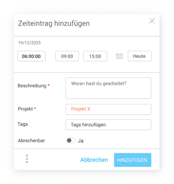 Zeiteinträge in der Kalender-Ansicht