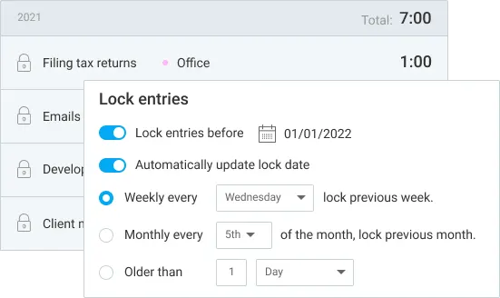 Lock entries in Clockify