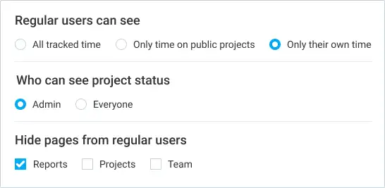 Prevent users from seeing everything in Clockify