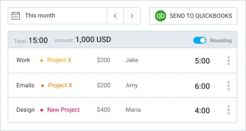 QuickBooks integration in Clockify