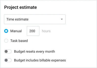 Time estimate in Clockify