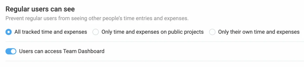 Tracked time viewing permissions in Clockify