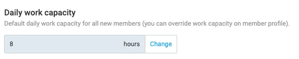 Work capacity settings in Clockify