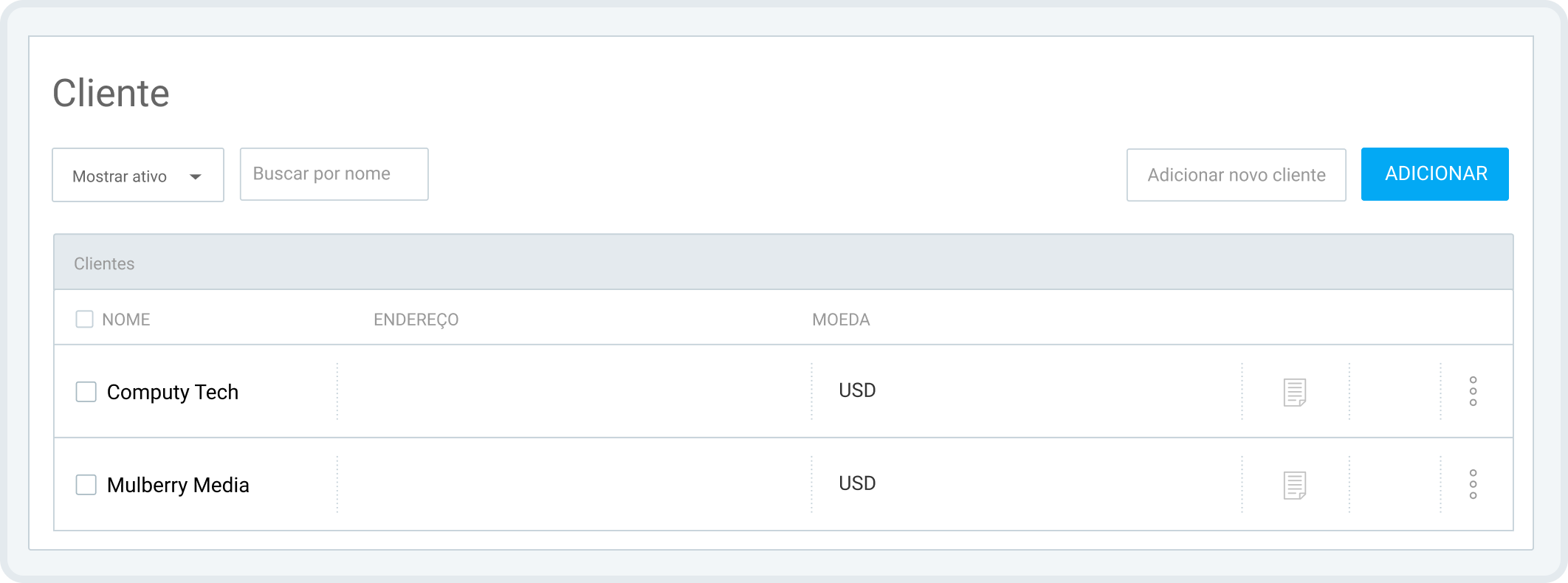 Adicionando um novo cliente no Clockify