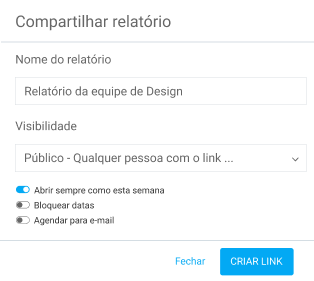 Compartilhando relatórios no Clockify