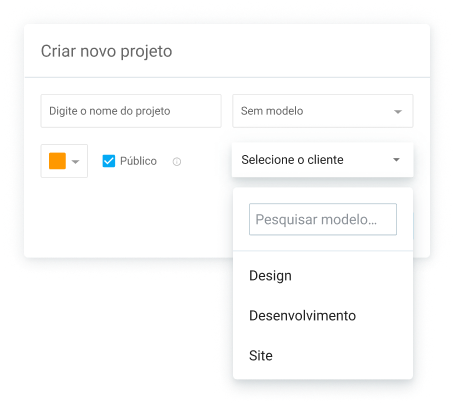 Crie um projeto do zero ou use um modelo para uma configuração mais rápida.