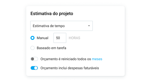Definindo estimativas de tempo no Clockify