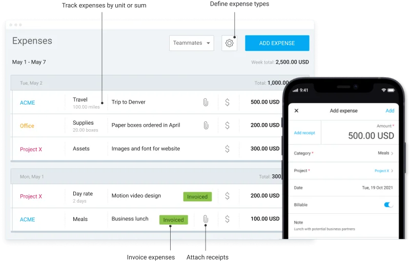 Expense tracking in Clockify