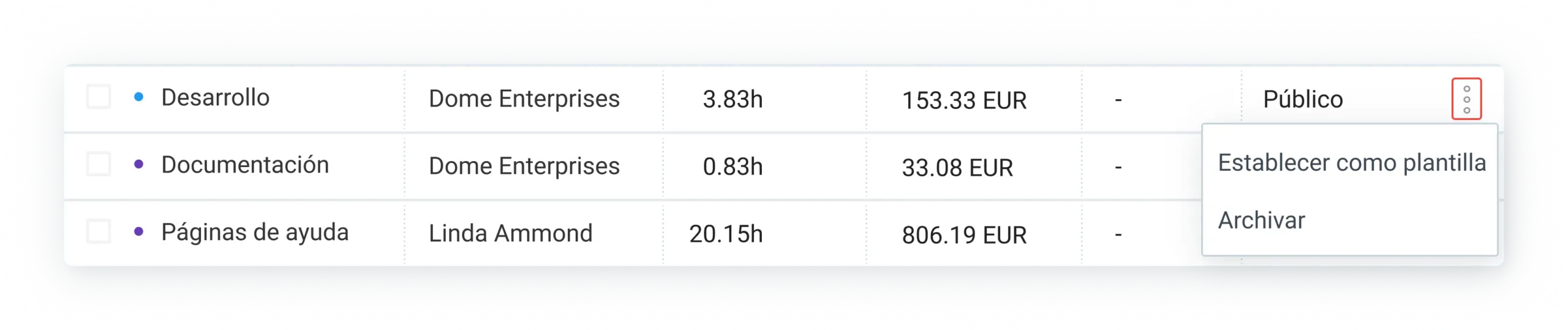 Configura un número ilimitado de plantillas de proyecto en Clockify